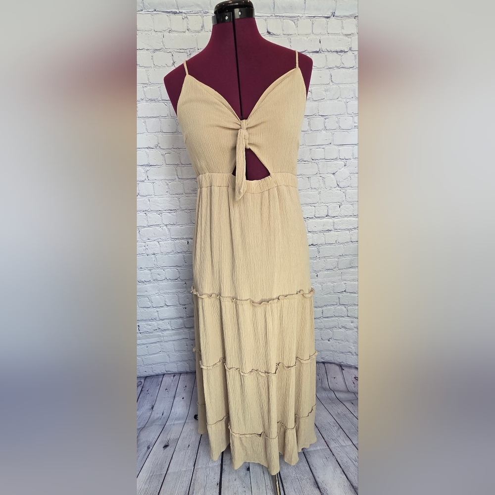 Justify Cream Pleated Halter Sundress